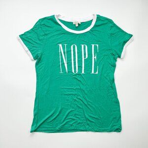 Ultra Flirt Shirt Top Green Nope Casual Funny Ringer